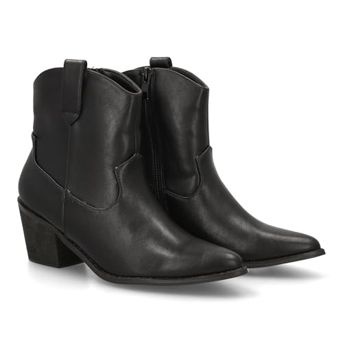 shoes&blues.es Moderner Cowboy-Stiefel, breiter und bequemer Holzabsatz, Reißverschluss, ideal für den Winter., Schwarz , 41 EU von shoes&blues.es