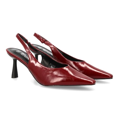 shoes&blues.es Salon-Schuh mit Spitze und feinem Absatz. Elastischer Verschluss. Ideal für Damen in der Wintersaison., burgunderrot, 38 EU von shoes&blues.es