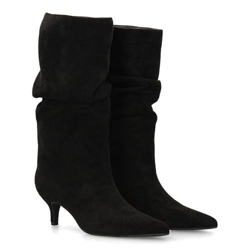 shoes&blues.es Stiefel mit hohem Wadeneffekt, feiner Absatz, glatter Reißverschluss, ideal für Damen, Herbst- und Wintersaison., Schwarz , 41 EU von shoes&blues.es