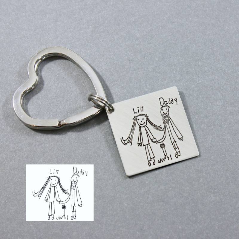 Art Keychain Des Kindes | Personalisiertes Kinderzeichnung Geschenk von shopGoingGolden