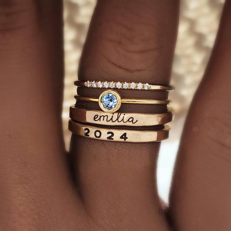 Personalisierte 14K Gold Gefüllte Klasse Ring Set | Die Scarlett von shopGoingGolden