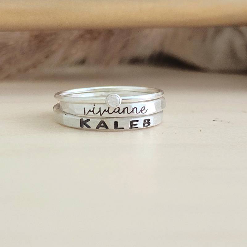 Personalisierter Sterling Silber Namensring | Stapelbares Schreibschrift Band von shopGoingGolden