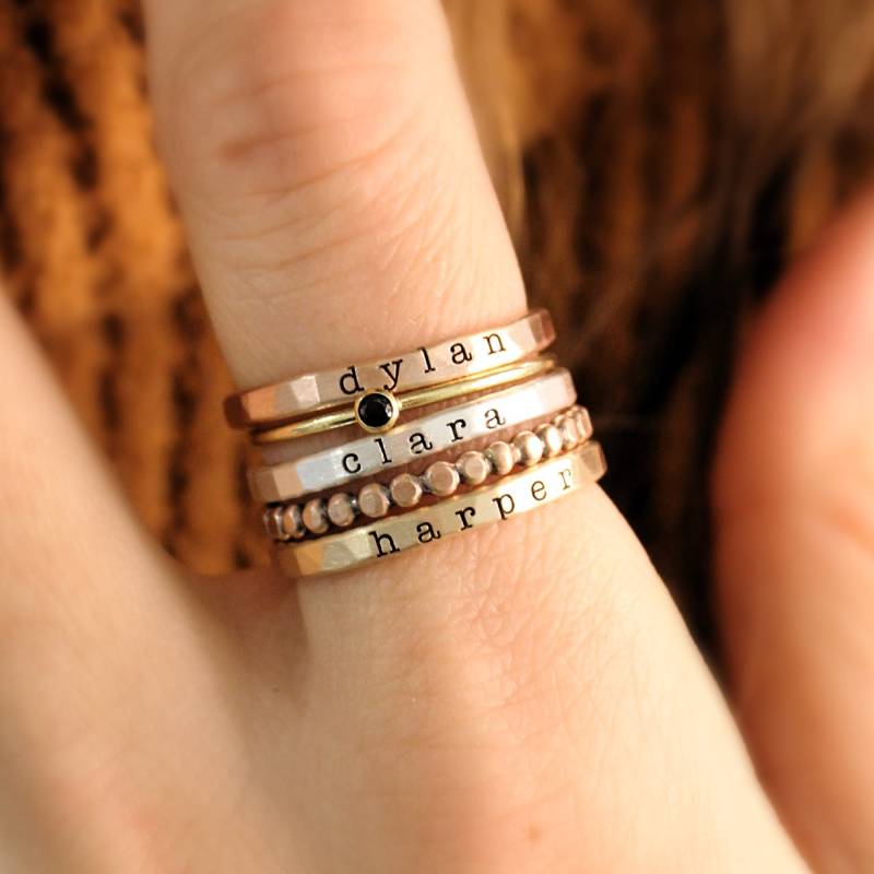 Personalisierte Rose Gold Filled Stapelringe | Ringset Mit Gravur von shopGoingGolden