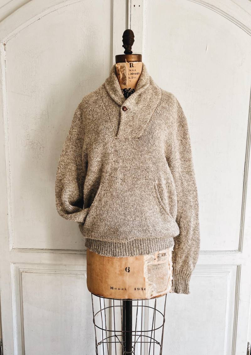 70Er Jahre Vintage Pullover Aus Wolle Mit Wasserfallausschnitt in Haferflocken Von Lord & Taylor von shopIVERLEE