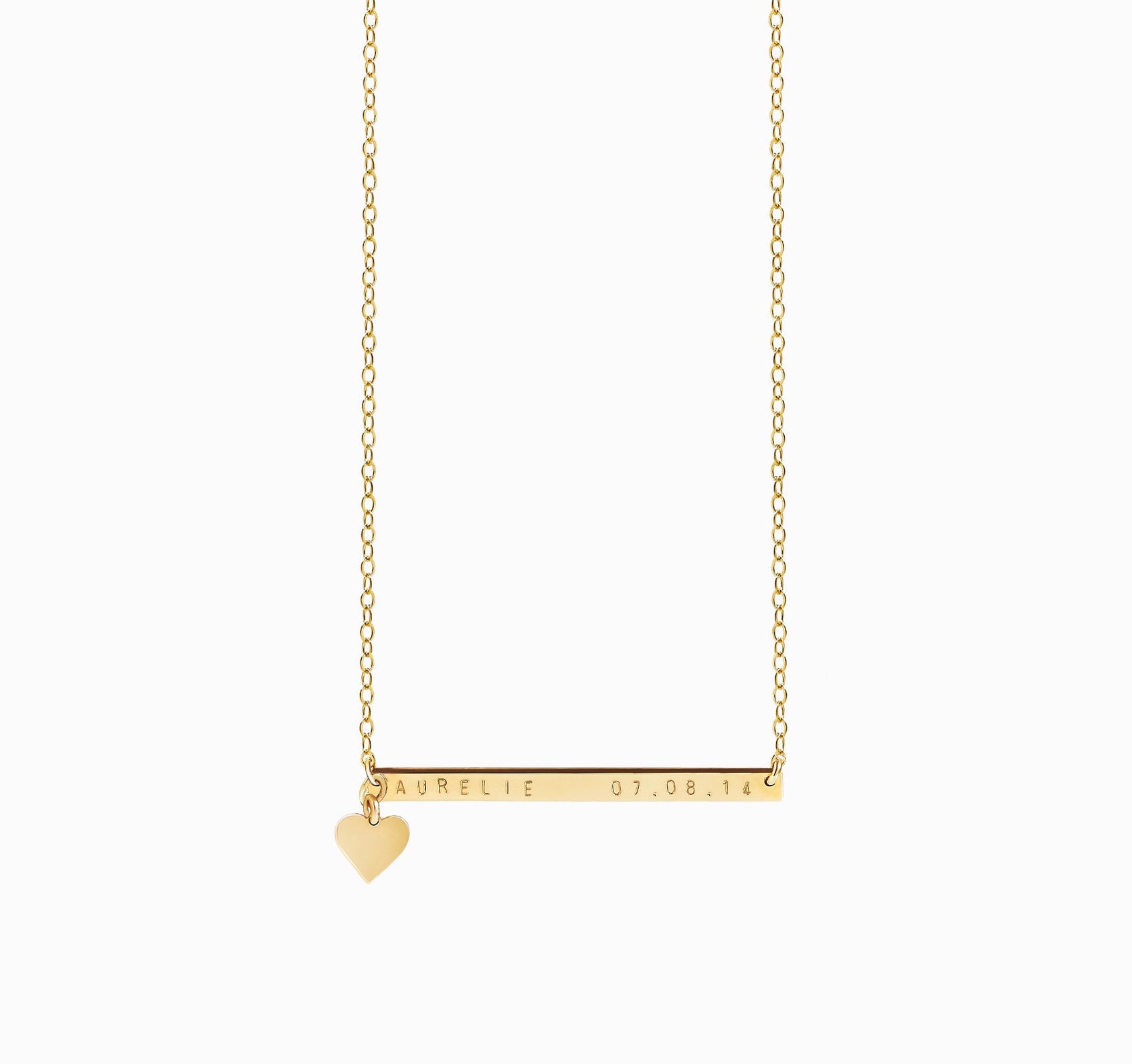 Personalisierte Stab-Halskette Mit Herz-Anhänger | Bar Halskette 14K Gold Filled Mama Kette Namensstab Luca Schmuck von shopLUCA