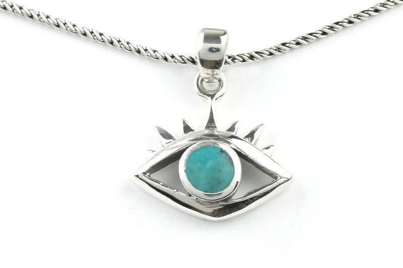 Evil Eye Halskette, Sterling Silber Türkis Meditation, Spirituelle, Festival, Hippie, Boho, Edelstein Evil Eye Halskette, Sterling Silber Türkis Meditation, Spirituelle, Festival, Hippie, Boho, Edelstein von shopWEARRAW