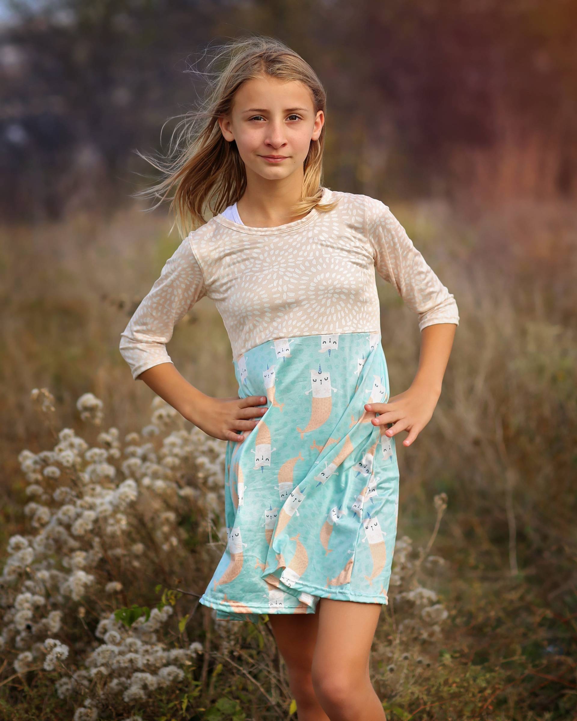 A-Linien-Kleid - Mädchenkleid Twirly-Kleid Geburtstagskleid Partykleid Aqua- Und Pfirsich-Kätzchen-Meerjungfrauenkleid von shopWhitneyElizabeth