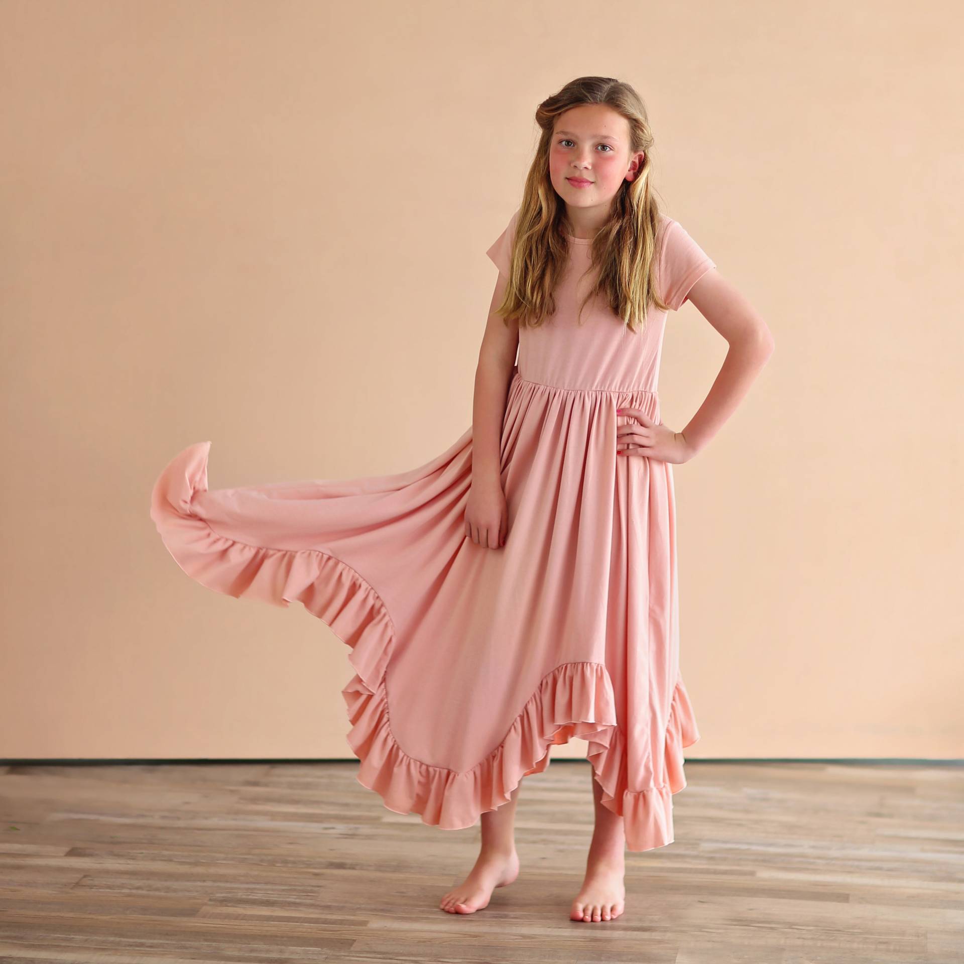 Blush Boho Kleid - Langes Rüschenkleid High-Low-Saum Voller Rock Rotes Rosa Twirly von shopWhitneyElizabeth