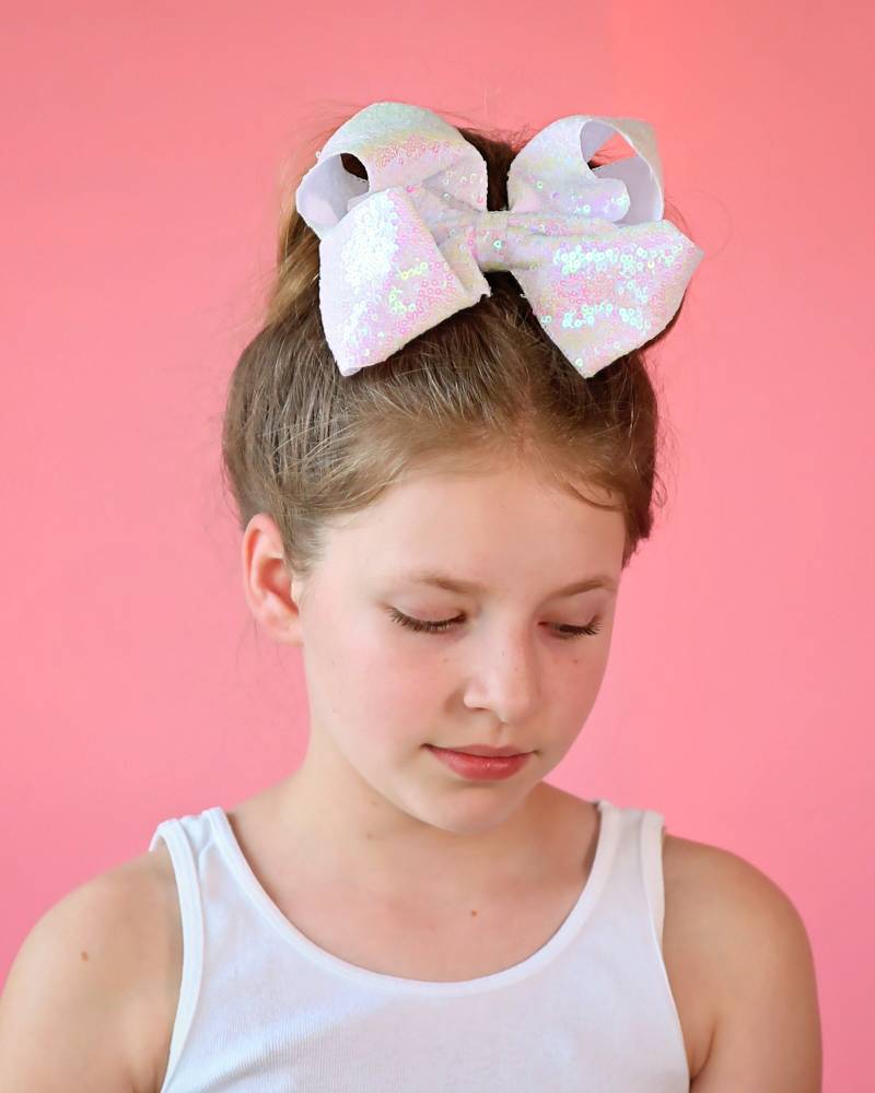 Große Weiße Paillettenschleife Schleife, Große Tanzschleife, Mädchen Geschenk von shopWhitneyElizabeth