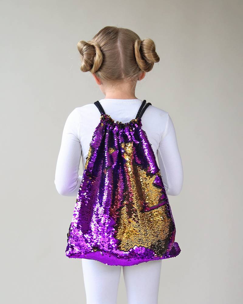 Lila Und Gold Pailletten-Rucksack - Pailletten-Tasche Wende-Pailletten-Rucksack Kordelzug-Flip-Pailletten-Rucksack von shopWhitneyElizabeth