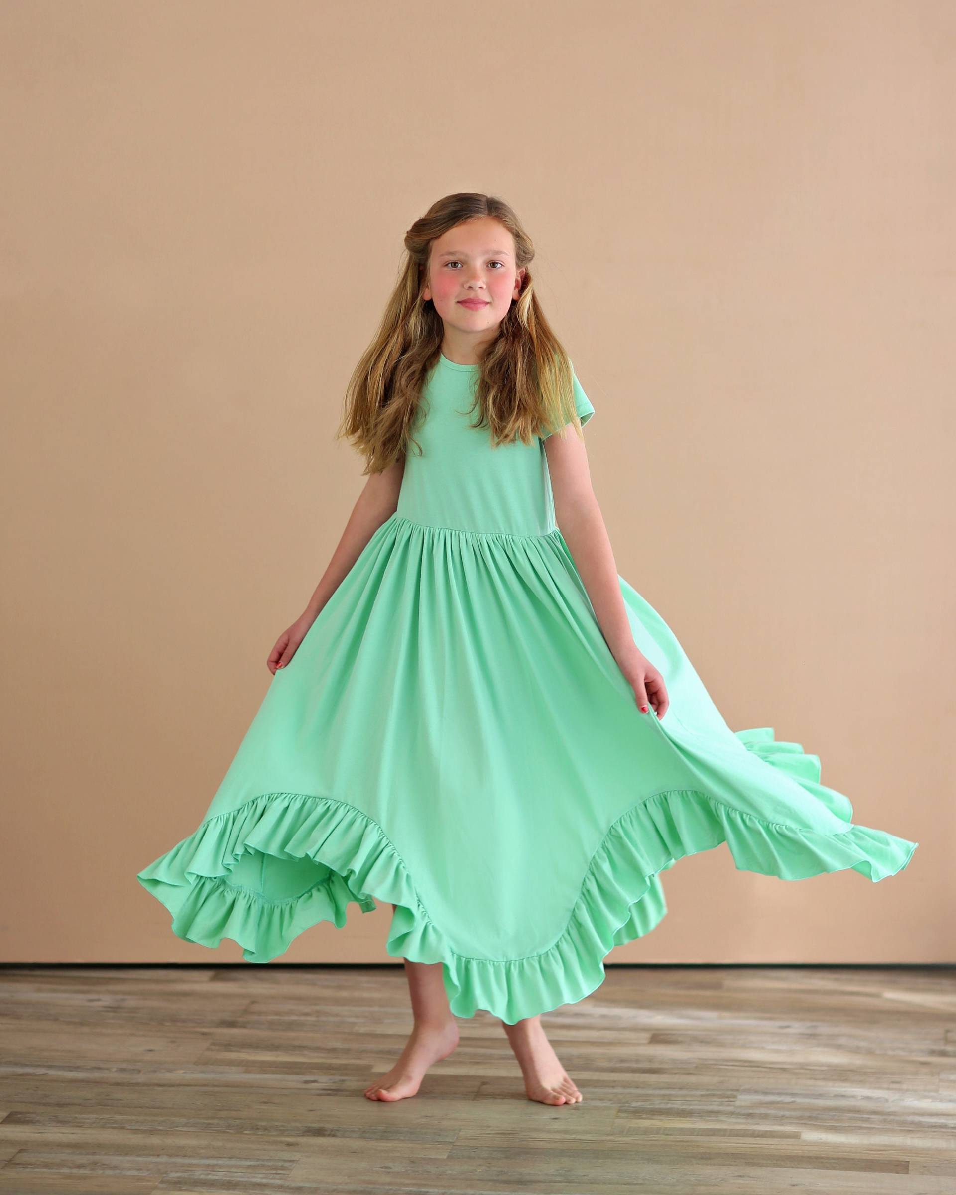 Mint Boho Kleid - Langes Rüschenkleid High-Low-Saum Voller Rock Rotes Grünes Twirly von shopWhitneyElizabeth