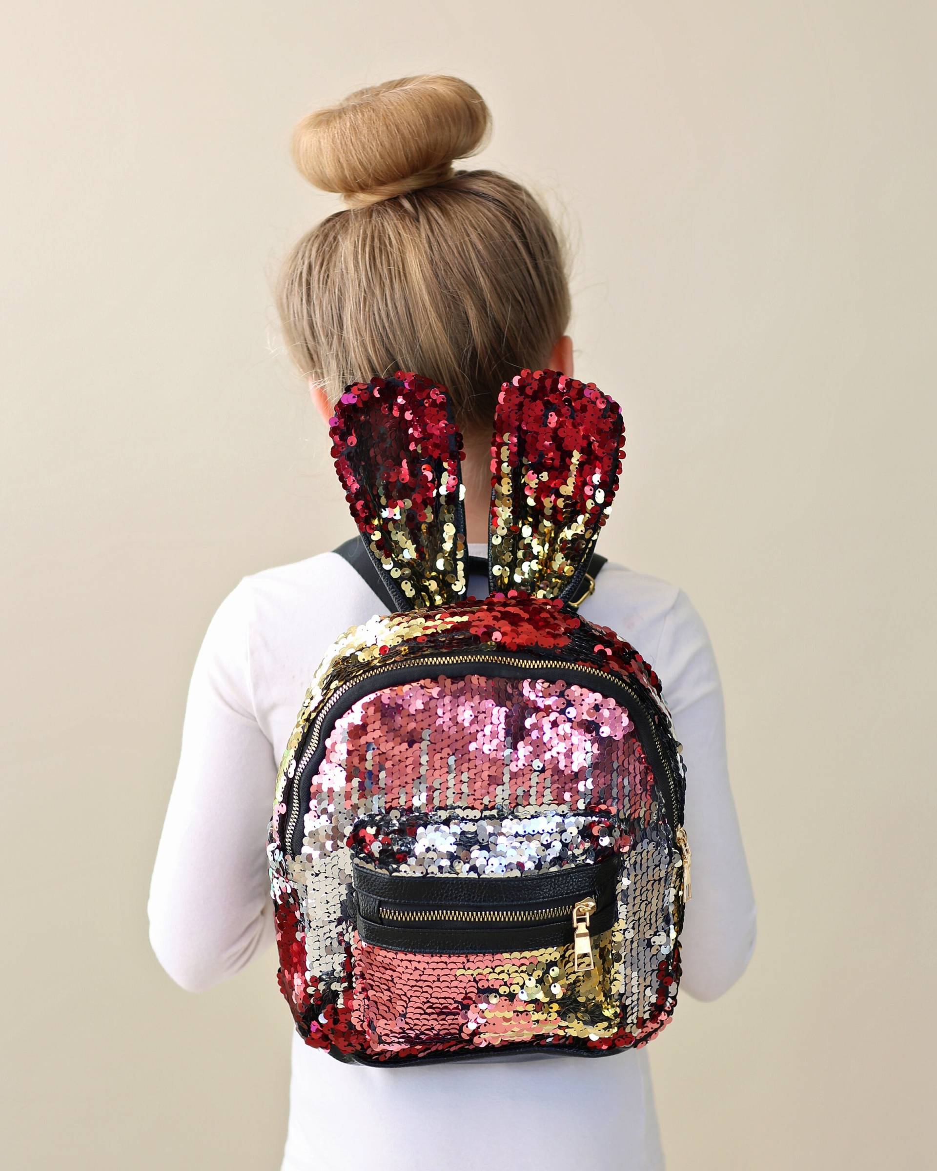 Niedlicher Pailletten-Hasen-Rucksack Für Kinder, Reiserucksack in Rosa Und Gold, Idealer Wochenend - Oder Schulrucksack Mädchen, Geschenk von shopWhitneyElizabeth
