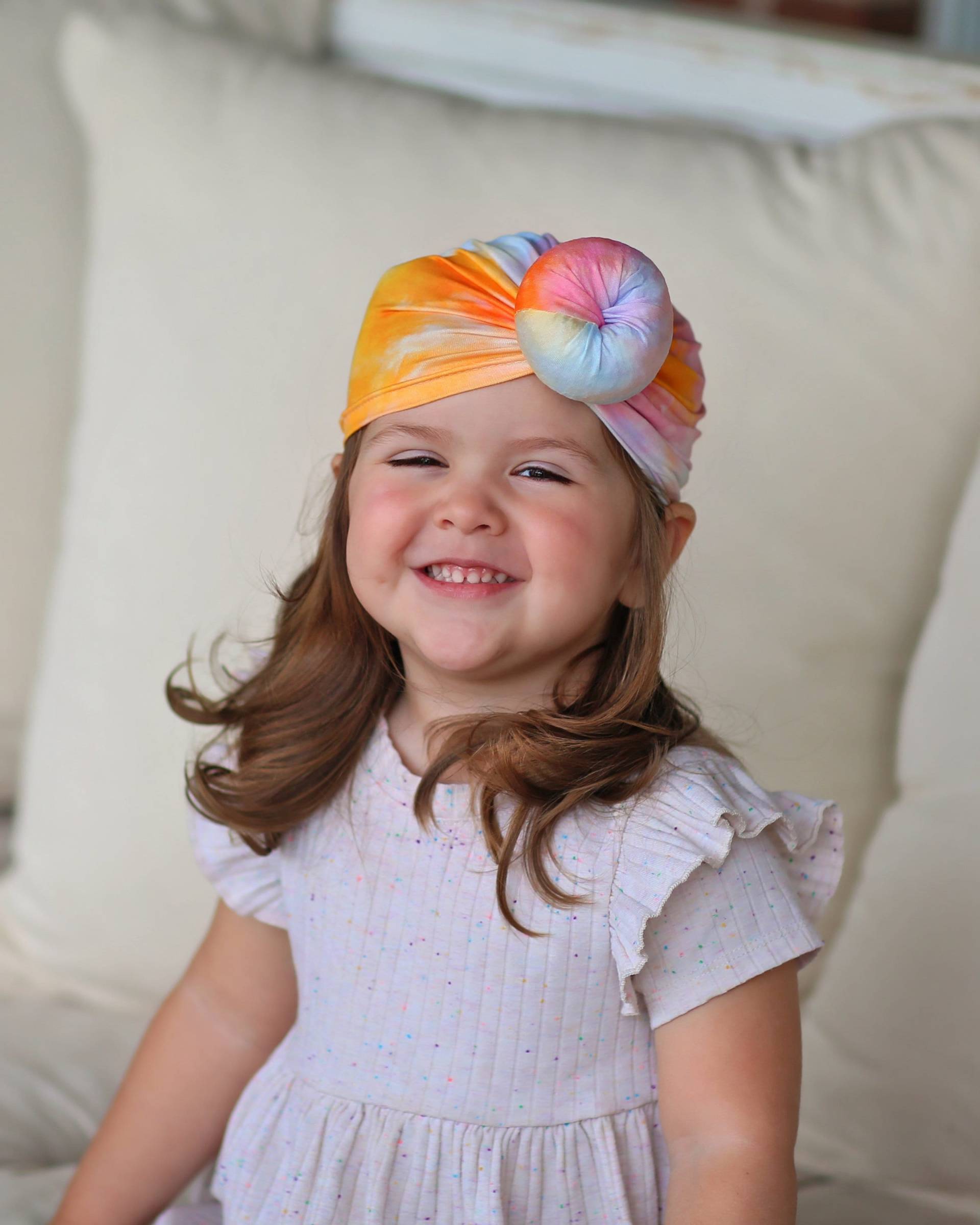 Orange Und Rosa Krawattenfarbe Turban - Baby Kinder Knoten Kopf Wrap von shopWhitneyElizabeth