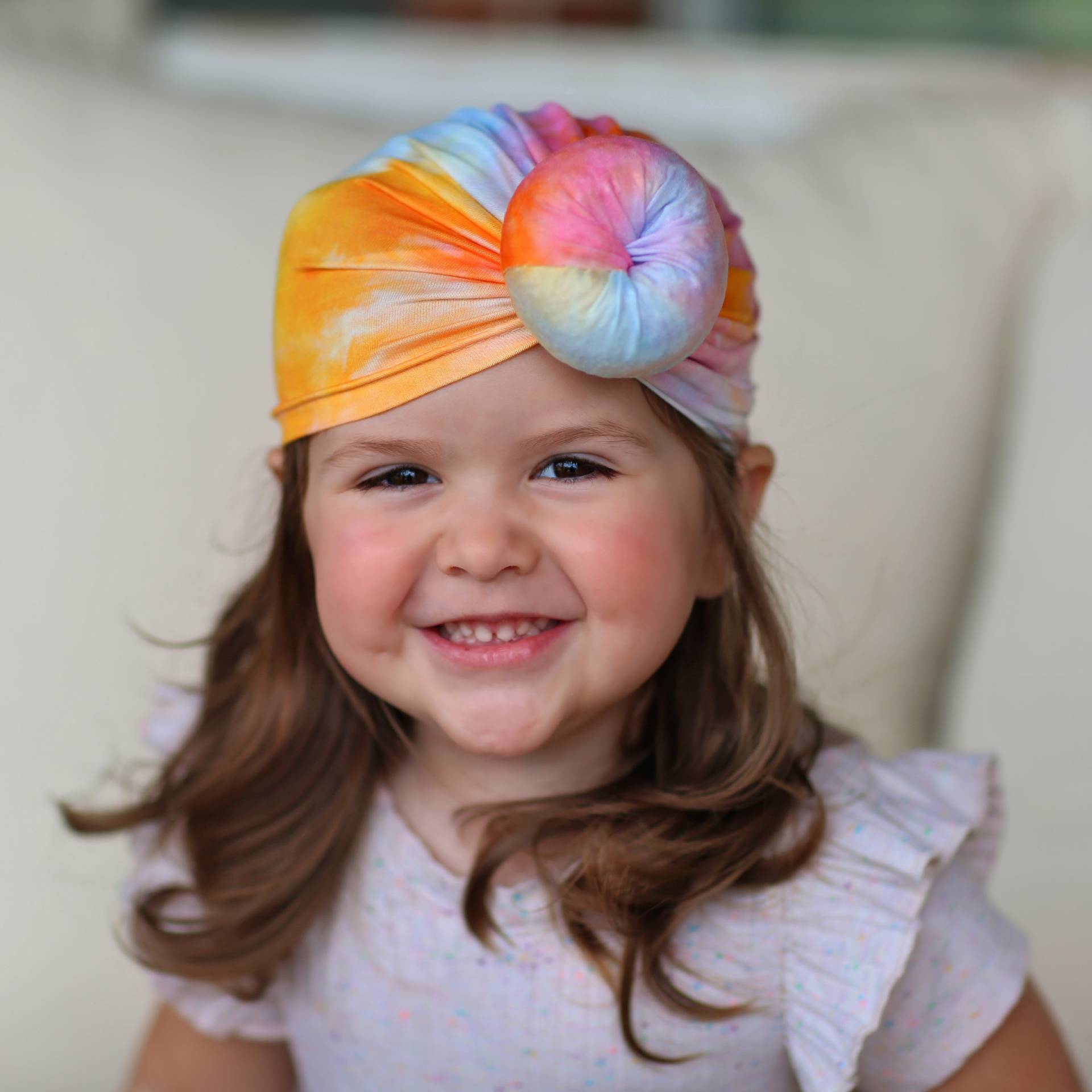 Orange Und Rosa Krawattenfarbe Turban - Baby Kinder Knoten Kopf Wrap von shopWhitneyElizabeth