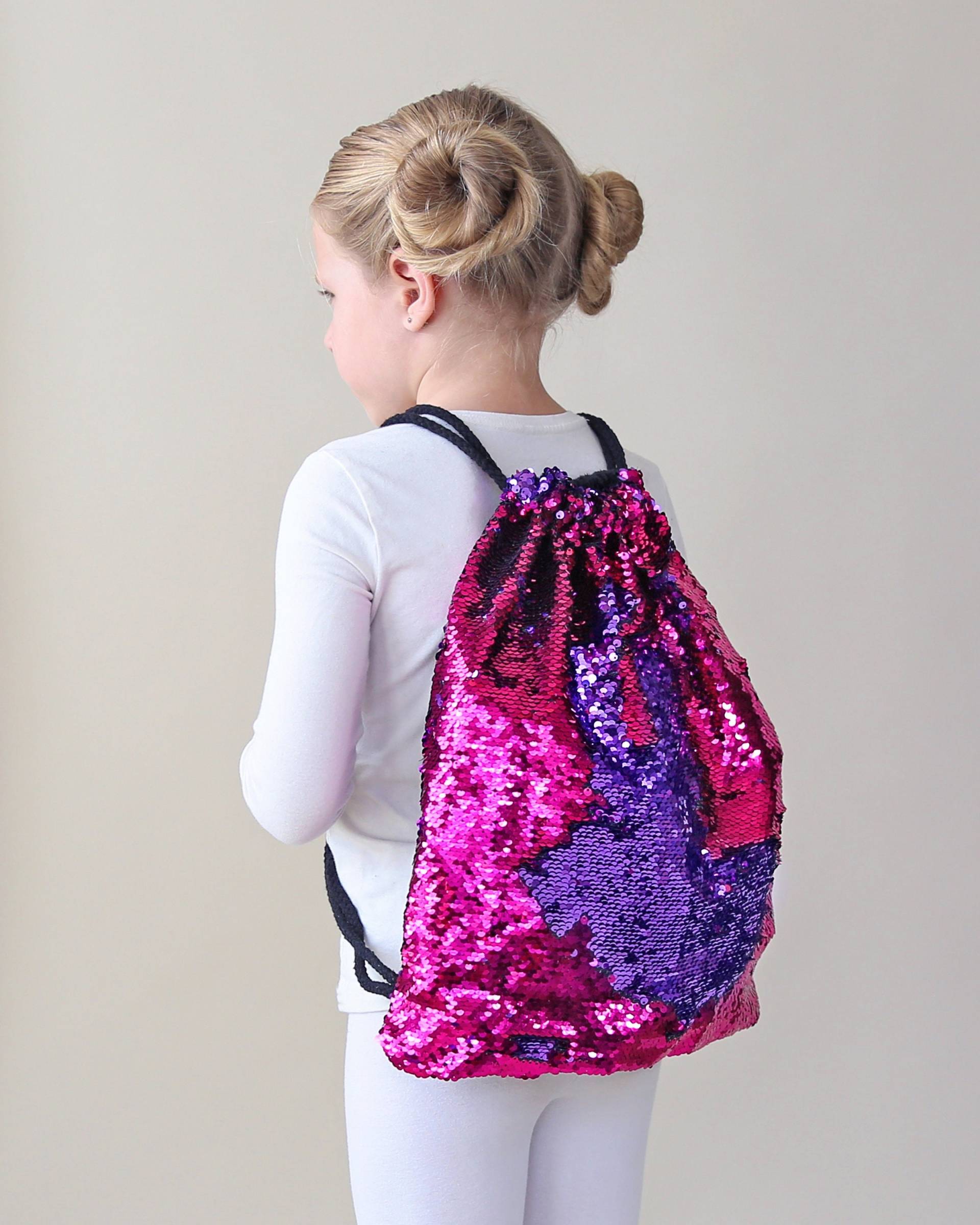 Pinker Paillettenrucksack - Wenderucksack Turnbeutel Flip von shopWhitneyElizabeth