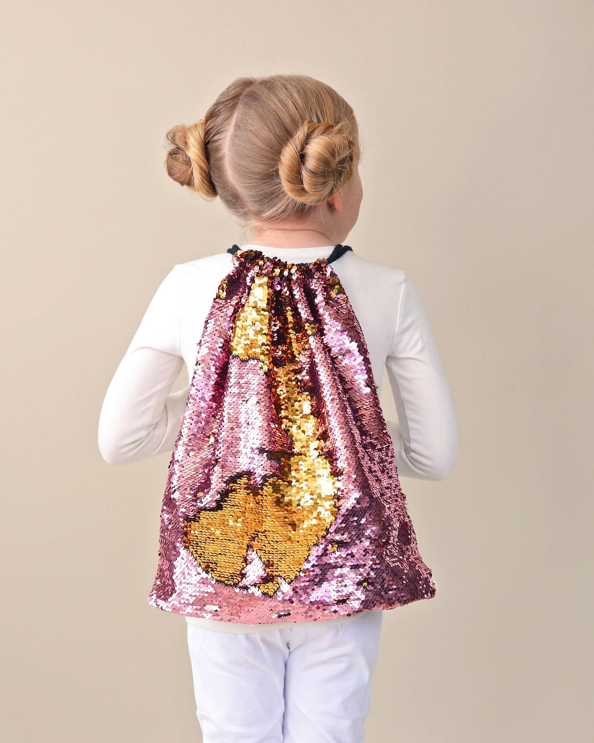 Rosa Und Gold Pailletten Rucksack - Wendbarer Paillettenrucksack Turnbeutel Flip von shopWhitneyElizabeth