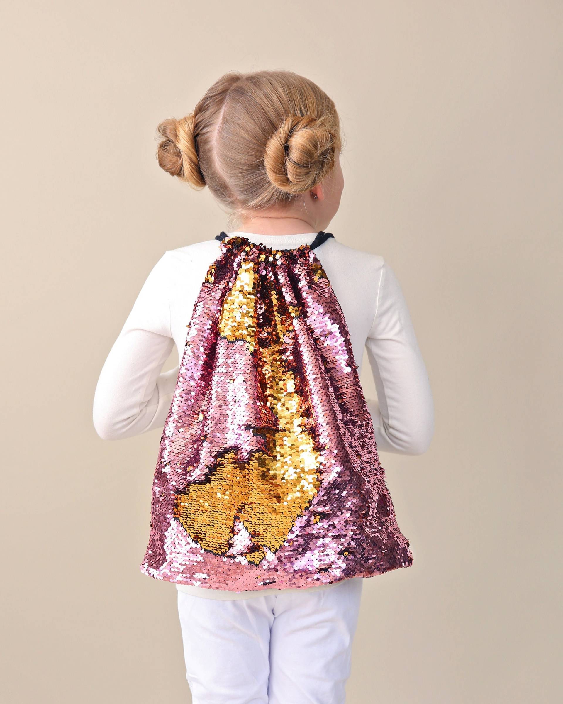 Rosa Und Goldener Pailletten-Rucksack - Pailletten-Tasche Wende-Pailletten-Rucksack Kordelzug-Flip-Pailletten-Rucksack von shopWhitneyElizabeth