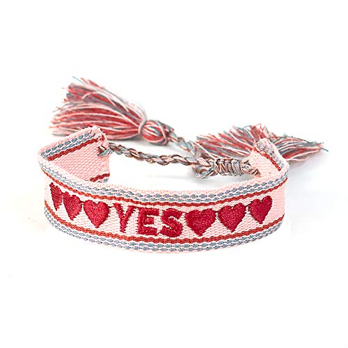 Armband "YES" in bordeaux, rosa und hellblau von shopandmarry