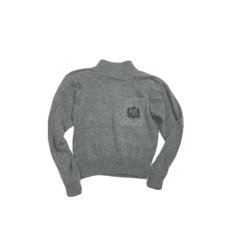 Vintage 1990Er Jahre Liz Claiborne Kollektion Lambwool Angora Pullover Ps Grau Logo Schulterpolster Retro Designer Kleidung Cropped von shopatTheArchive