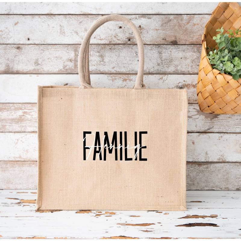 Jutetasche Familie Name, Personalisierte Tasche Mit Wunschtext, Geschenkidee, Hochzeit von shopbyamibelle
