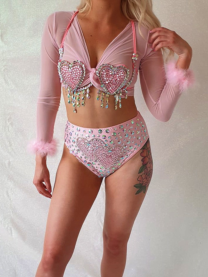 Herz Dame Baby Rosa Hotpants Mit Pailletten Verziert von shopdiscokitten