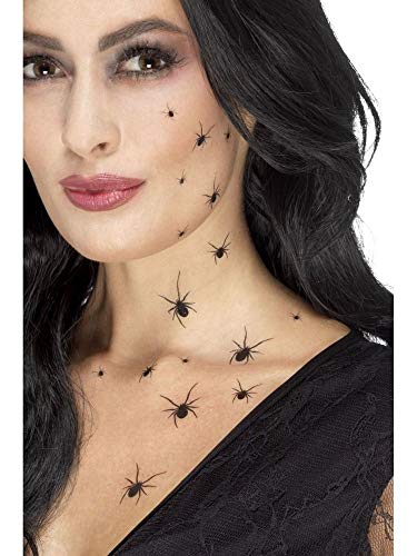 32 Tattoos krabbelnde Spinnen schwarz Make-up Schminke FX Halloween Horror Karneval Fasching eklig gruselig von shoperama