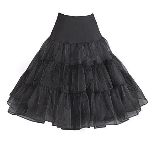 50er Jahre Petticoat Tüll-Rock 65 cm Unterrock Rockabilly Fifties 50's Karneval, Farbe/Größe:Schwarz - 6XL von shoperama