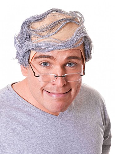 Halbglatze mit grauem Haar Opa Glatze Alter Mann Perücke Greis Großvater von shoperama