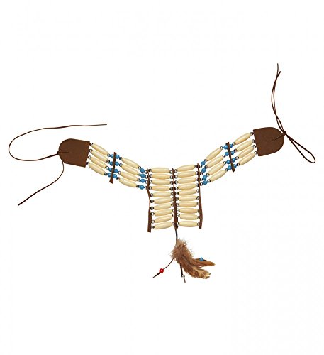 Indianer Halsschmuck mit Perlen und Federn Kette Halskette Squaw Damen Herren von shoperama