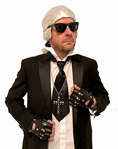 Karl Kostüm Zubehör Set oder Einzelteile Perücke Krawatte Brille Stehkragen Handschuhe Schleife Fächer Color Haarspray, Variante:Perücke von shoperama