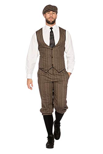 shoperama 20er Jahre Peaky Blinders Anzug Knickerbocker Herren-Kostüm Braun-Beige Weste Schiebermütze The Roaring Twenties 20's, Größe:54 von shoperama