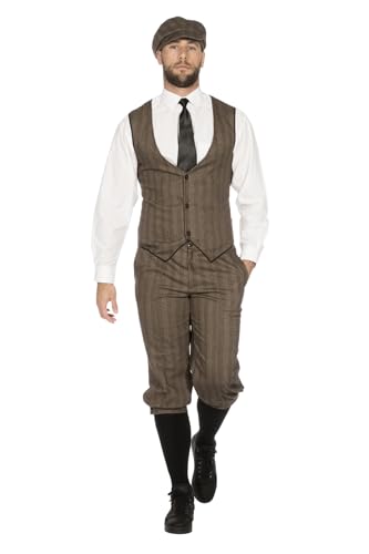 20er Jahre Anzug Knickerbocker Herren-Kostüm Braun-Beige Weste Schiebermütze The Roaring Twenties 20's, Größe:58 von shoperama