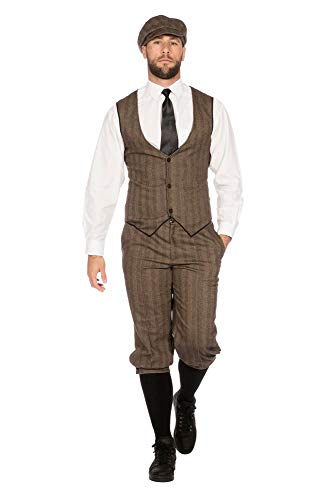20er Jahre Anzug Knickerbocker Herren-Kostüm Braun-Beige Weste Schiebermütze The Roaring Twenties 20's, Größe:60 von shoperama