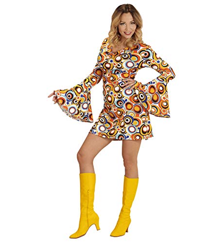 shoperama 70er Jahre Retro Kleid Bubbles Langarm Disco-Queen Damen-Kostüm Groovy Siebziger 70s Schlager Festival, Größe:L von shoperama