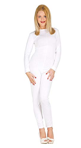 shoperama Basic Langarm Bodysuit für Damen-Kostüme Kostüm-Zubehör Ballett Tanz Catsuit Jumpsuit Overall Karneval Fasching, Farbe:Weiß, Größe:M/L von shoperama