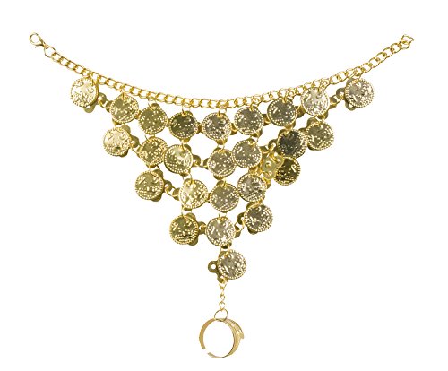 shoperama Hand-Kette Gold-Münzen Ring Göttin Haremsdame Wahrsagerin Zigeunerin Römerin 1001 Nacht Belly Dance Bauchtanz Bollywood Hand-Schmuck von shoperama