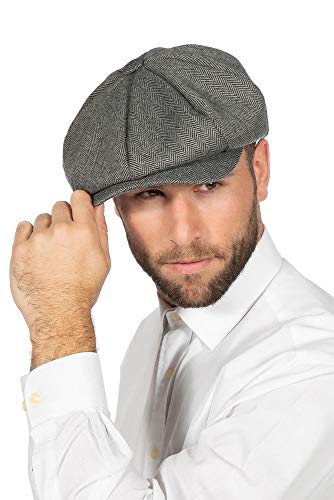 Schiebermütze 20er Jahre Fischgrät-Muster Schwarz-Weiß Ballonmütze Gatsby Schirmmütze von shoperama