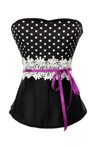 shoperama Zauberhafte Rockabilly-Korsage mit SPITZE und POLKA DOTS Corsage 50er Jahre, Größe:S/M von shoperama