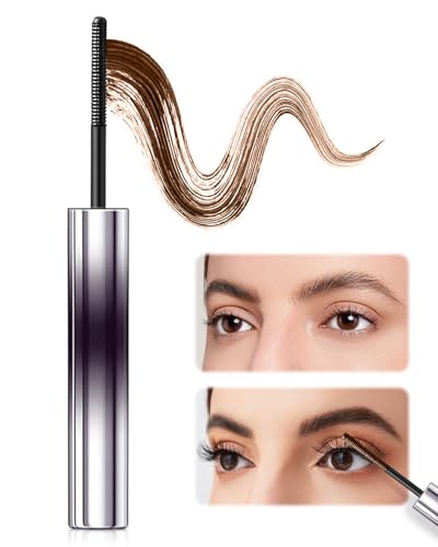 Metal Mascara, 3D Wasserfest Und Wischfest Wimperntusche, Schwarz Extra Slim Super Curling Voluming Eyelash, Mascara mit Metallbürste für Schwungvolle Wimpern, Wasserfest & langanhaltend (Braun) von shopetei