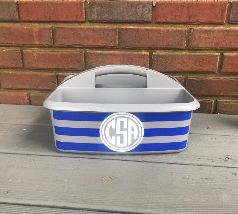 Personalisierte Duschablage Mit Streifen Und Initial/Initialen; Abschlussgeschenk; Großes Geschenk Für Lehrer; 8 Farboptionen; Handwerk-Organizer von shopeverygift