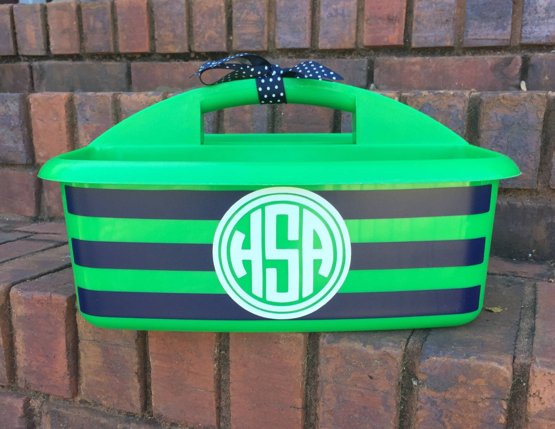 Personalisierte Grüne Duschablage Mit Streifen Und Initialen; Abschlussgeschenk; Großes Geschenk Für Lehrer; 8 Farboptionen; Handwerk-Organizer von shopeverygift