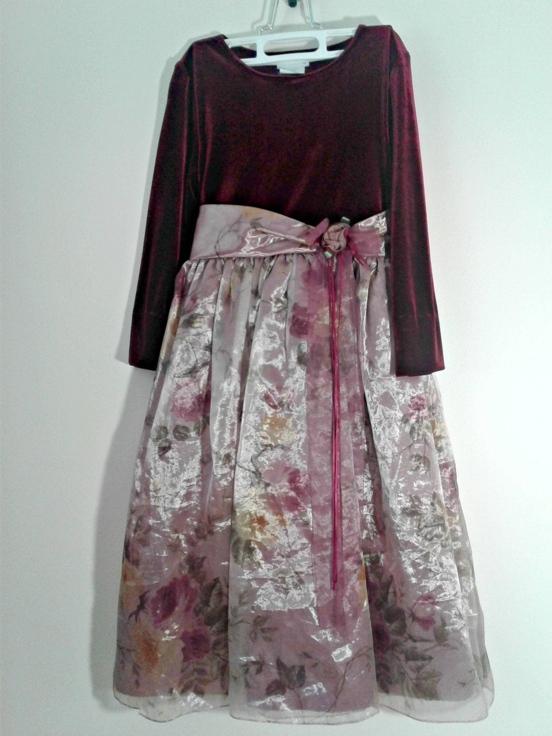 Junge Mädchen Party Kleid, Samt Vintage Blumen Chiffon Geburtstag Kleid von shopevintagewithme