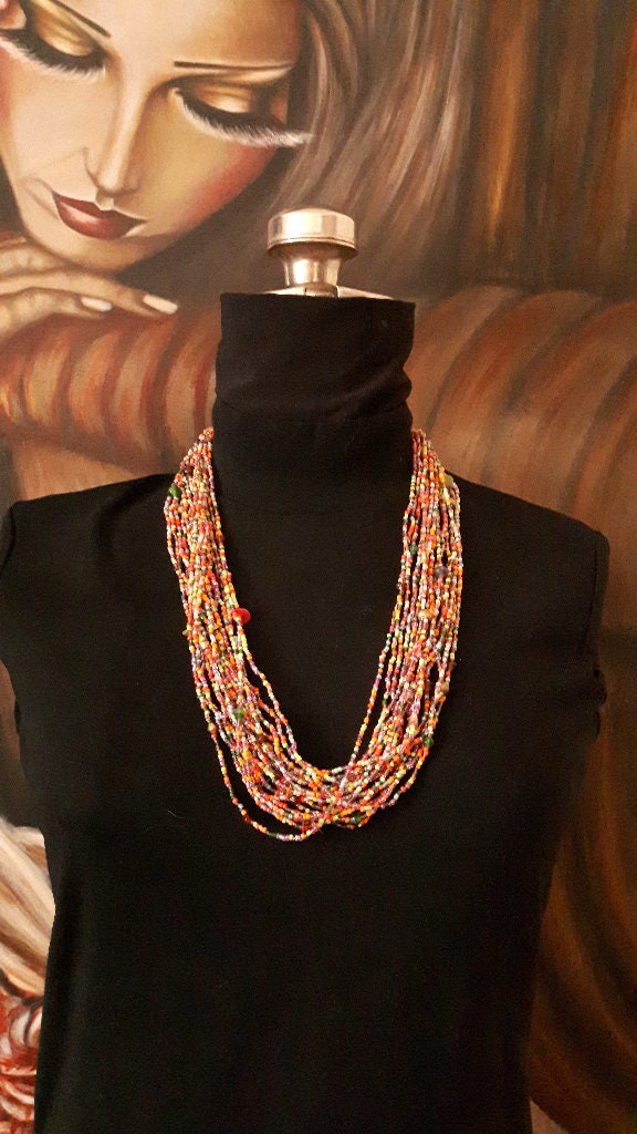 Multi Strand Perlen Bunte Halskette von shopevintagewithme