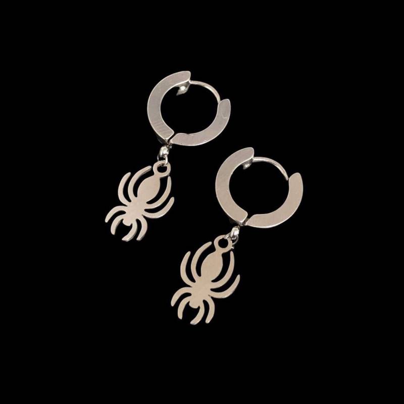 Spinnen Mini Hoop Ohrringe - Unisex Herren Damen Edelstahl Grunge Arachnid Bug Charm Huggie Sleeper Drop Schmuck Geburtstag Geschenk von shopfatkat