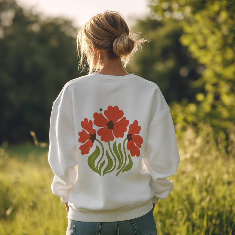 Take It Easy Floral Crewneck Sweatshirt With Motivational Quote, Unisex Casual Spring Fashion, Cozy Design For Relaxed Style von shopintroverse