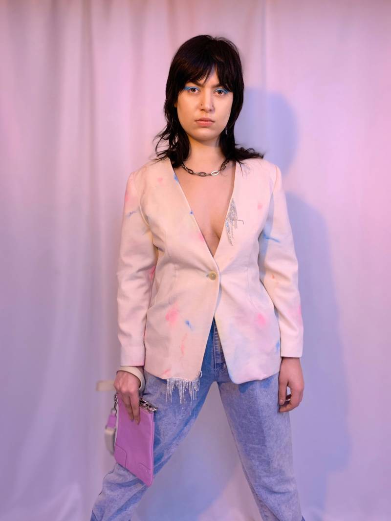 Aquarell + Strass Upcycling Blazer von shopjournal