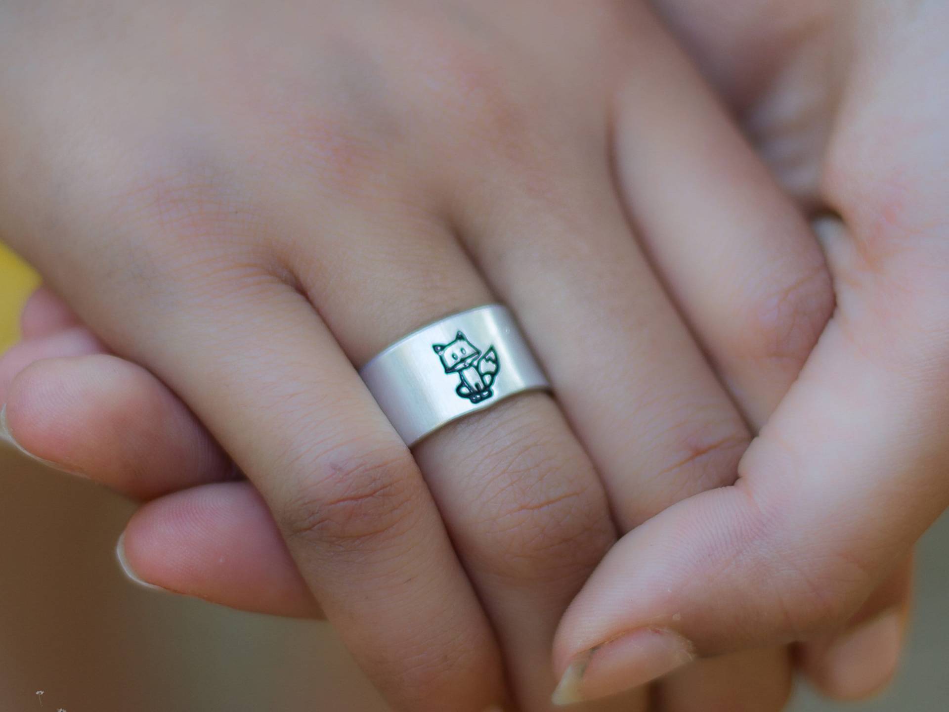 Fuchs Ring, Hand Gestempelt Schmuck, Waldtiere, Schrullig Lustig, Süßer Graufuchs, Rotfuchs, Schneefuchs, Holzig, Schmuck von shopkreativestudios