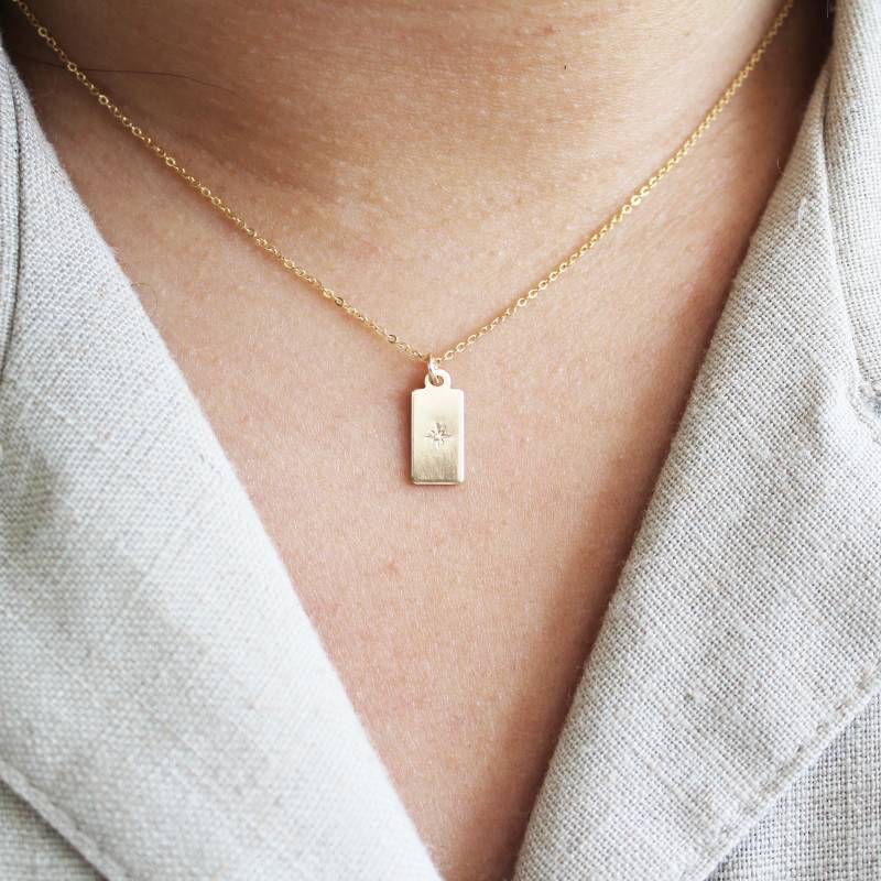 Gold Tag Halskette - Stern Drop Filled 14K Geschenk Für Sie Zierliche Gold Tag Halskette - Stern Drop Filled 14K Geschenk Für Sie Zierliche von shopluminjewelry