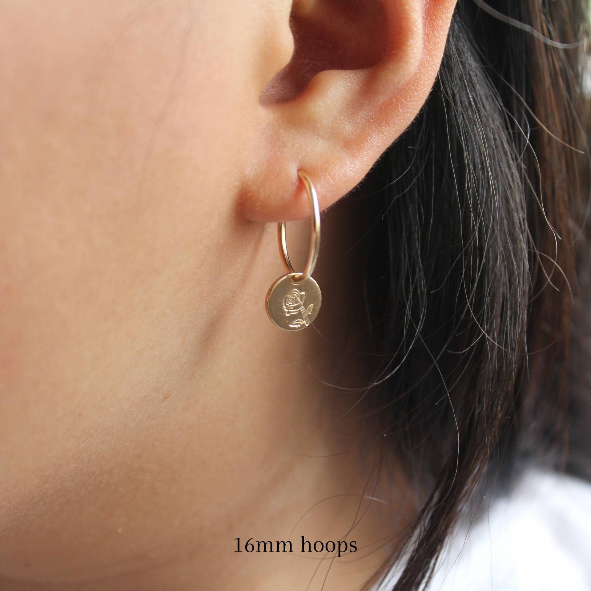 Gold Rose Ohrringe - Filled Creolen Blumen Charm Geschenk Für Sie 14K Gold Rose Ohrringe - Filled Creolen Blumen Charm Geschenk Für Sie 14K von shopluminjewelry