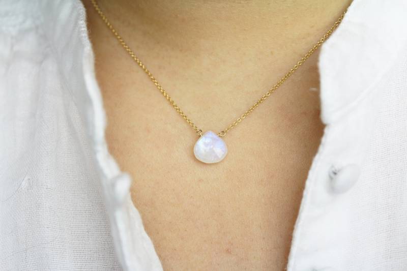 Mondstein Halskette, Gold Gefüllt Halskette Geschenk Für Sie Juni Birthstone Edelstein Kristall von shopluminjewelry